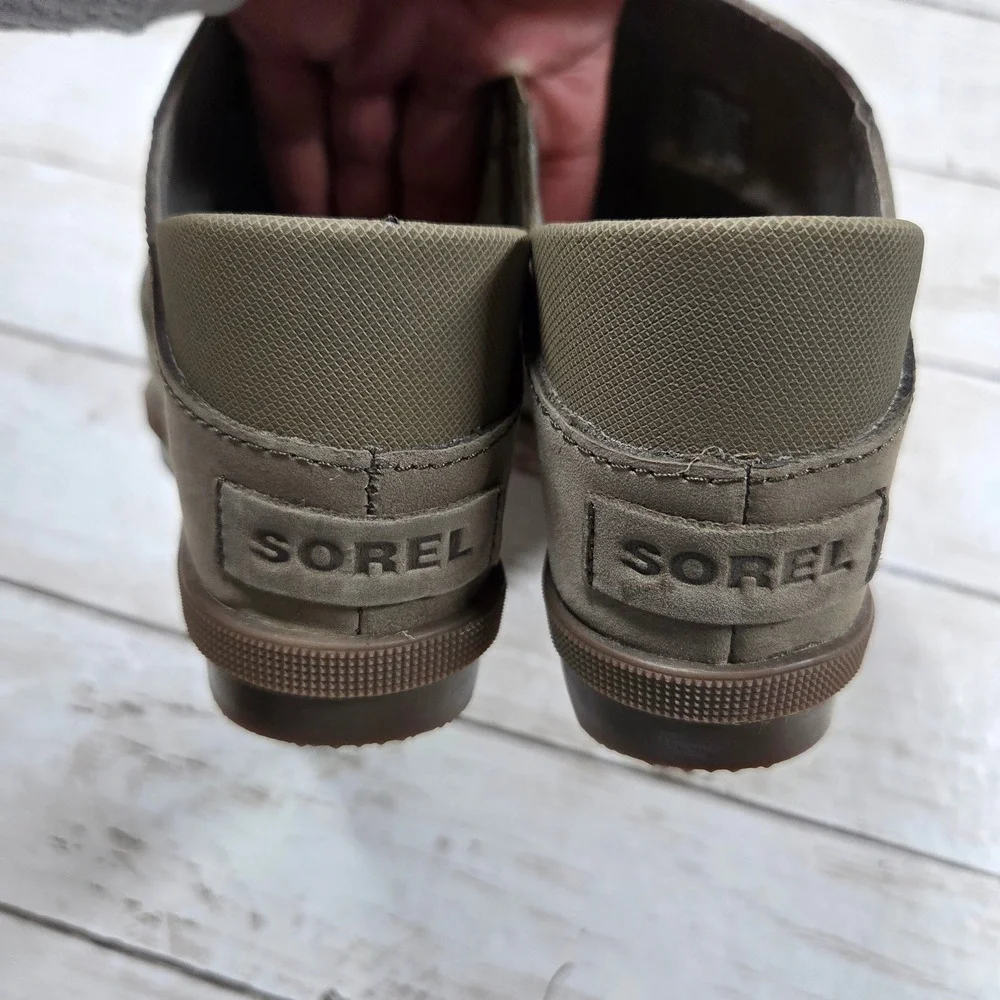 Sorel Joanie II Mule Sandal Peep Toe Wedge Women 8.5 Brown Grey NL3283-365